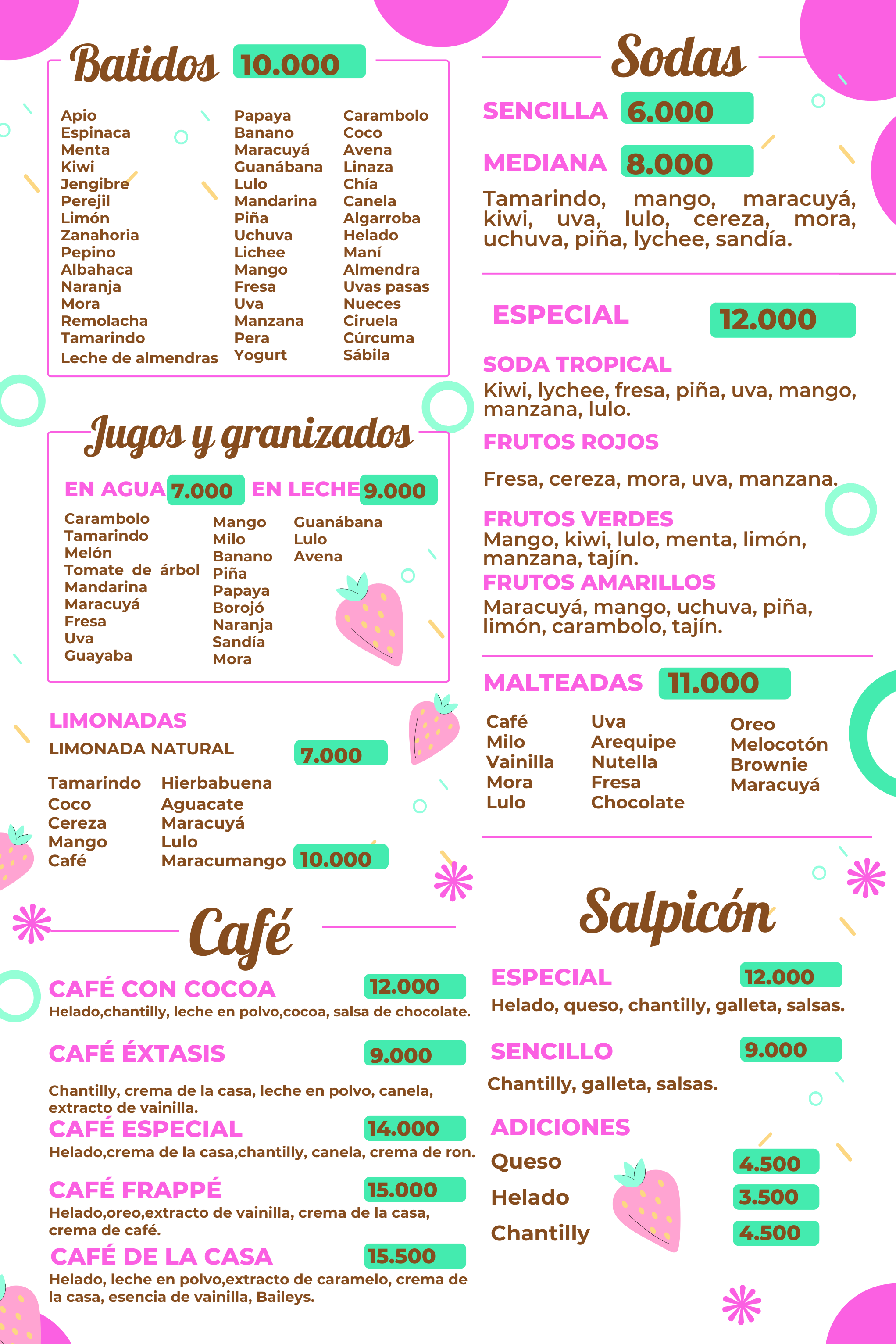 Carta del local - página 2